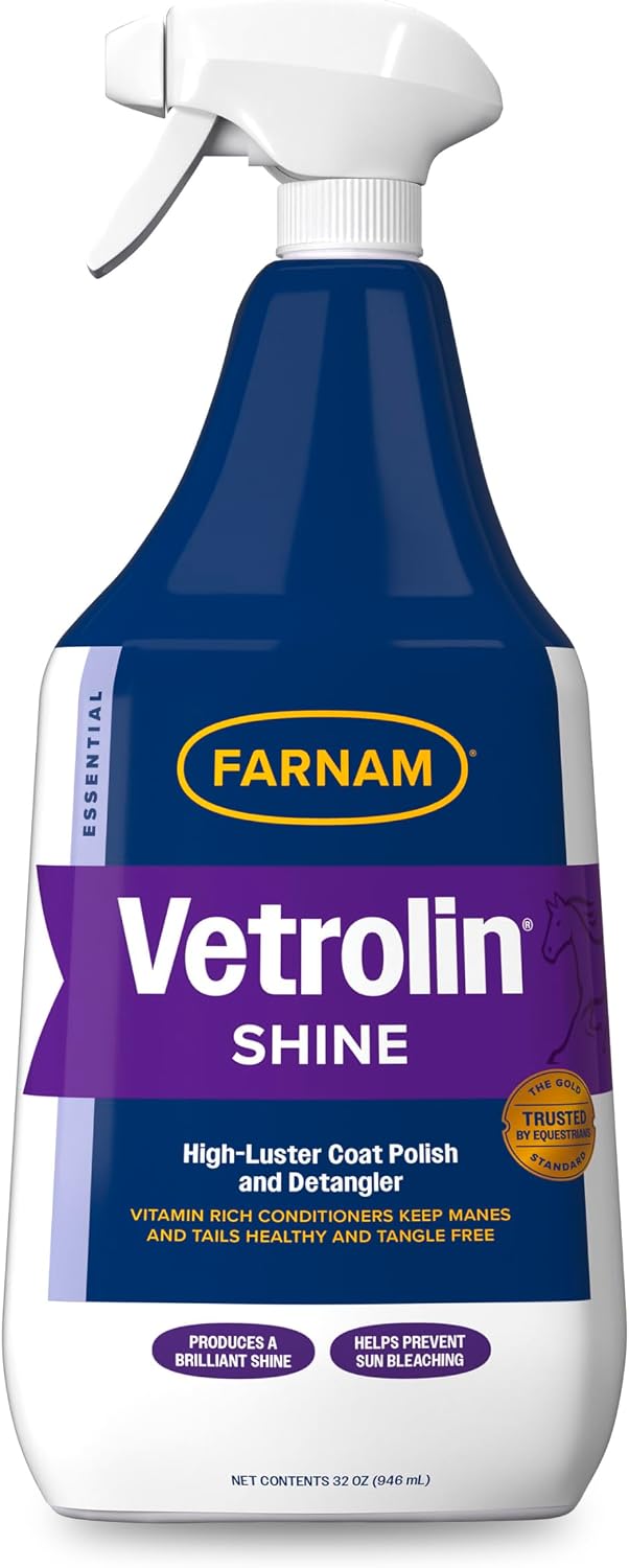 Farnam Vetrolin Shine 32 Ounce bottle front view authentic USA animal grooming spray