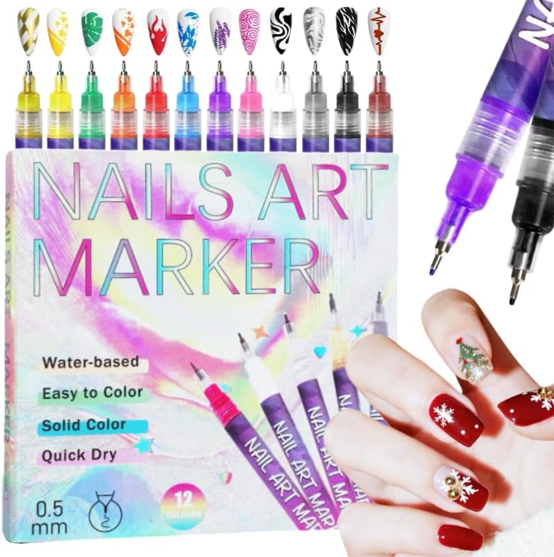 Yuddhav 12 colors nail art pens set in a box