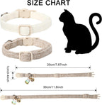 DOGWONG two pack white cotton hemp collars displayed flat showing the removable charm bells.