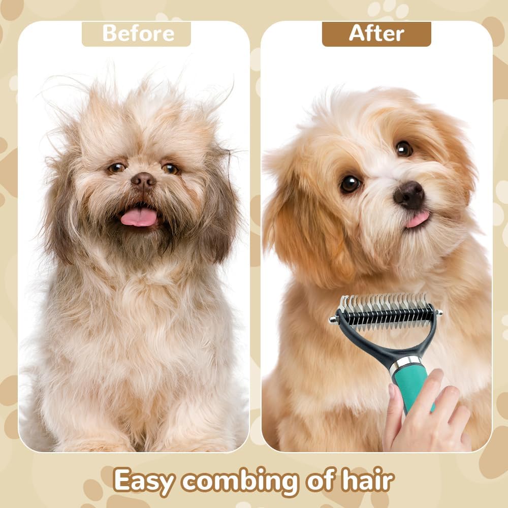 Generic pet deshedding tool close-up on double-sided head