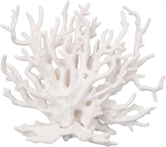 Tinoaly white resin coral reef aquarium decoration front view