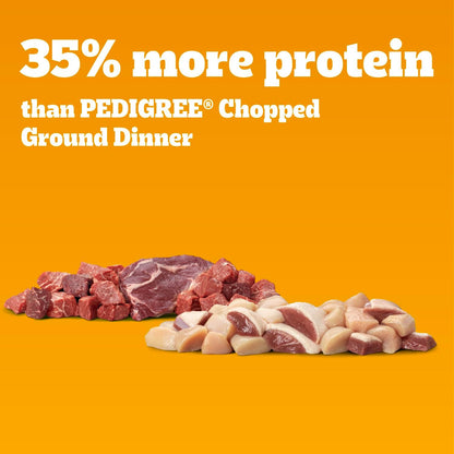 Chopped beef and bison flavor Pedigree wet dog food 13.2 ounce can close up