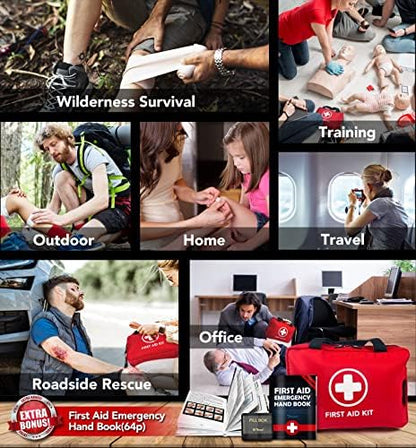 Compact Thriaid first aid kit next to hiking gear to demonstrate portable size.