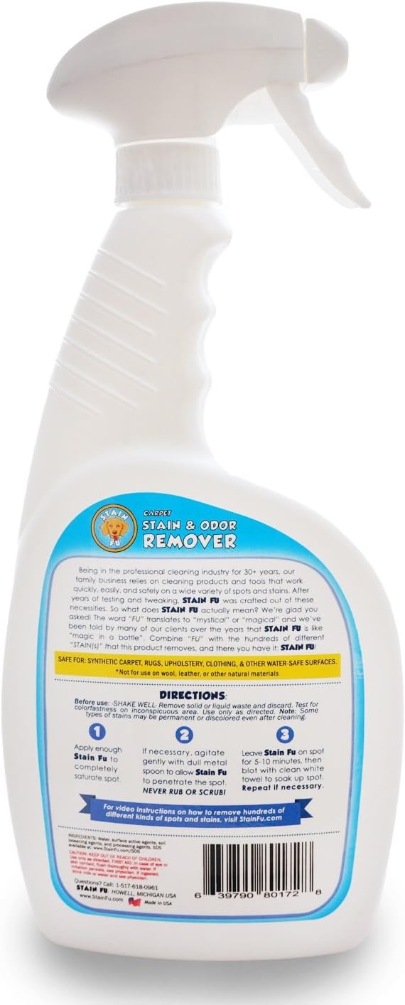Stain Fu pet stain and odor remover bottle with spray nozzle