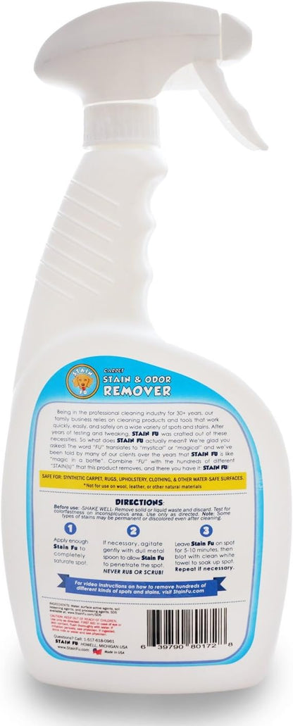 Stain Fu pet stain and odor remover bottle with spray nozzle
