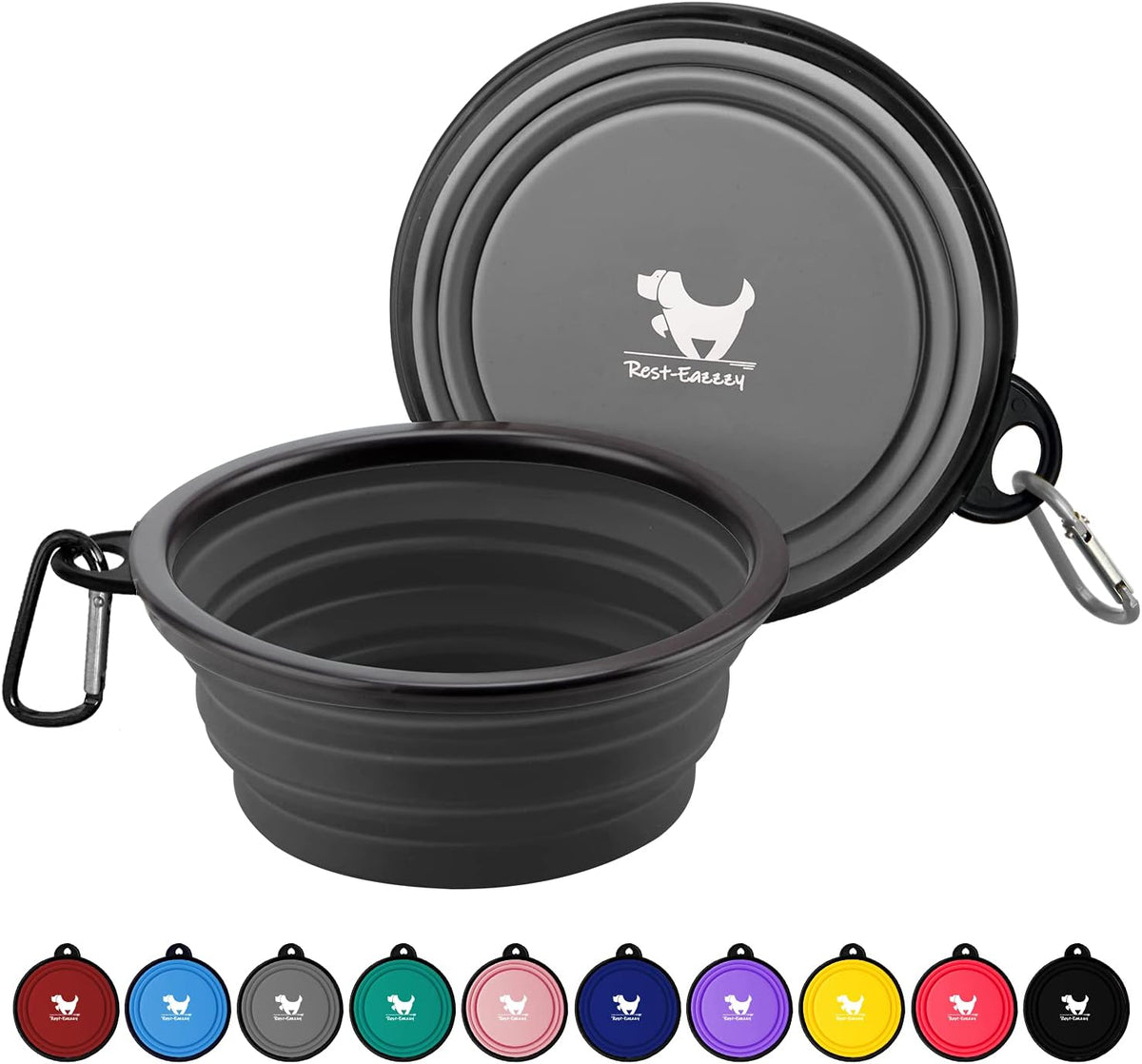 Collapsible Dog Bowls for Travel, 2-Pack Dog Portable Water Bowl for Dogs Cats Pet Foldable Feeding Watering Dish for Traveling Camping with Carabiners, BPA Free (Grey&Black, Small (Pack of 2)) - Image 9
