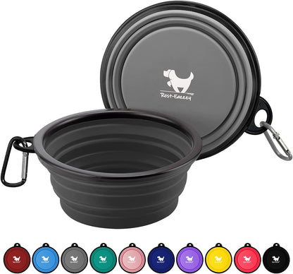 Collapsible Dog Bowls for Travel, 2-Pack Dog Portable Water Bowl for Dogs Cats Pet Foldable Feeding Watering Dish for Traveling Camping with Carabiners, BPA Free (Grey&Black, Small (Pack of 2)) - Image 9