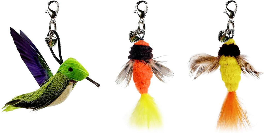 Three-pack of TTcat USA-imported grasshopper feather refills for active feline playtime.