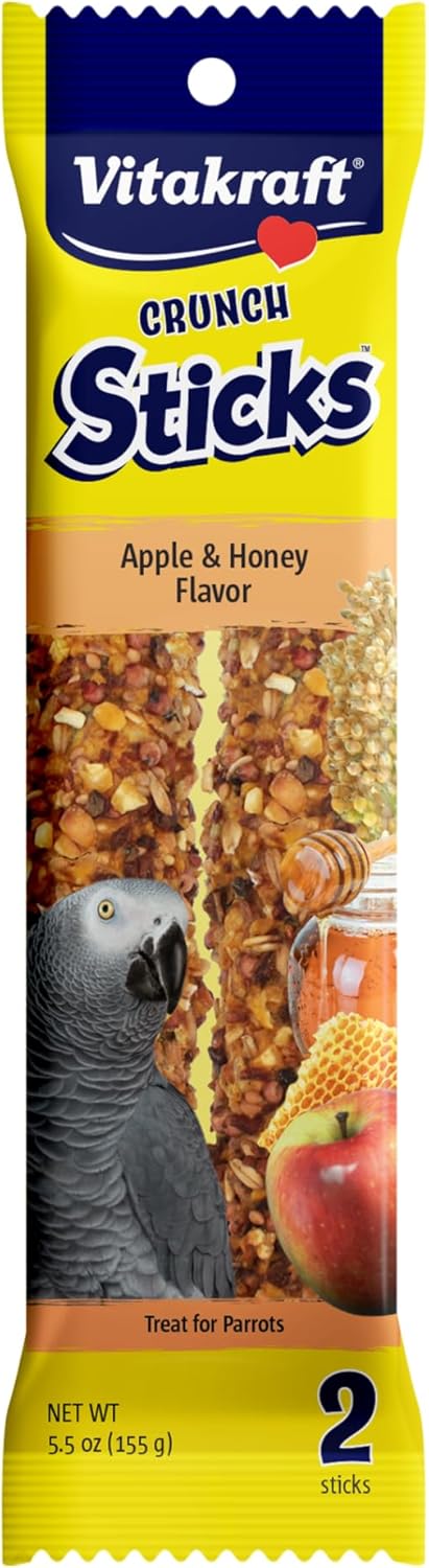 Vitakraft Crunch Sticks for Parrots Apricot and Cherry Flavor Natural Wood Chew Center with Clip Holder Long Lasting Treats for Conures and Parrots - 5.5 oz 2 Sticks - Image 9