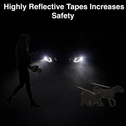Wigzi gray dual dog leash with reflective webbing detail