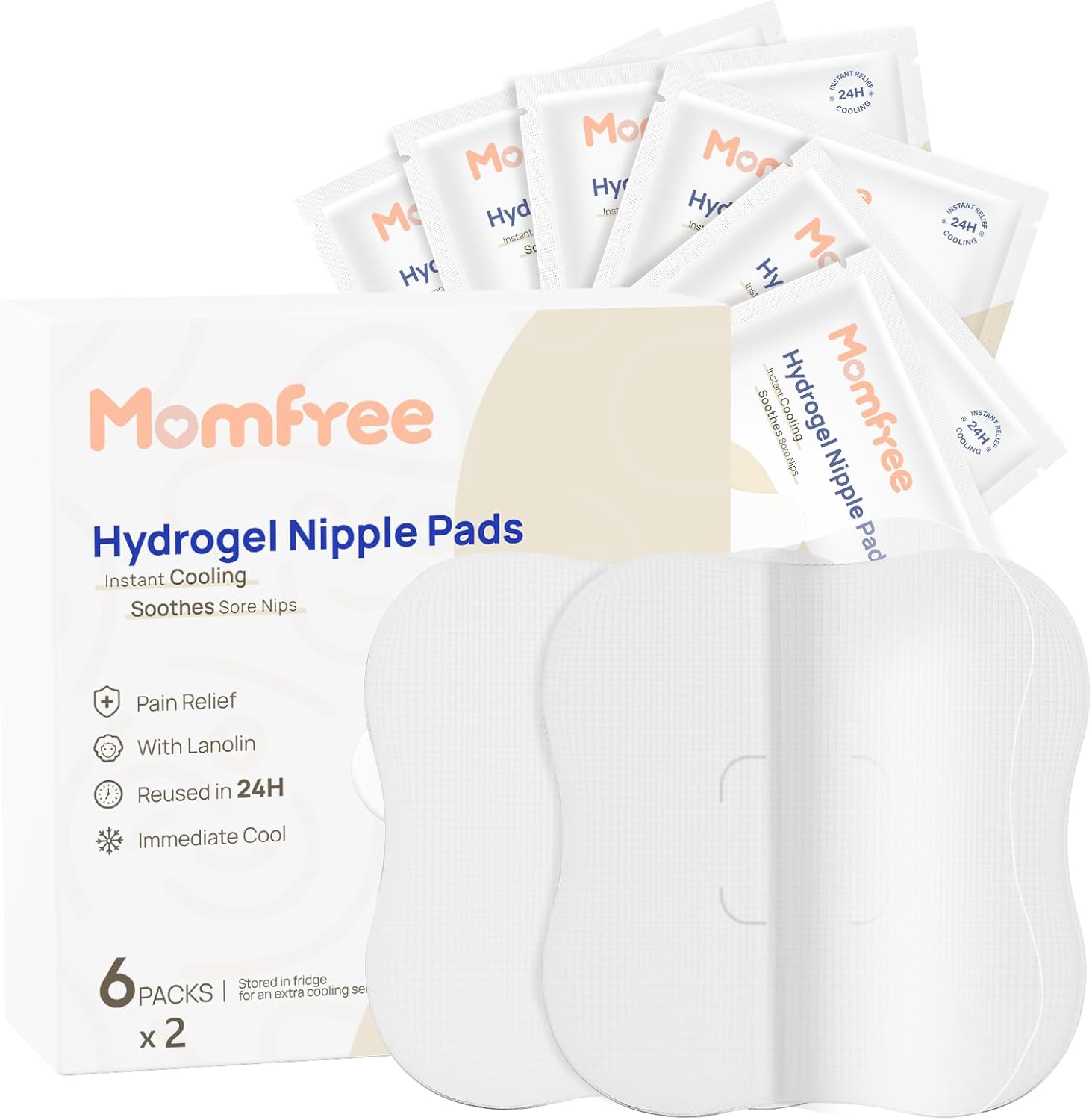 Momfree hydrogel nipple gel pads box front view