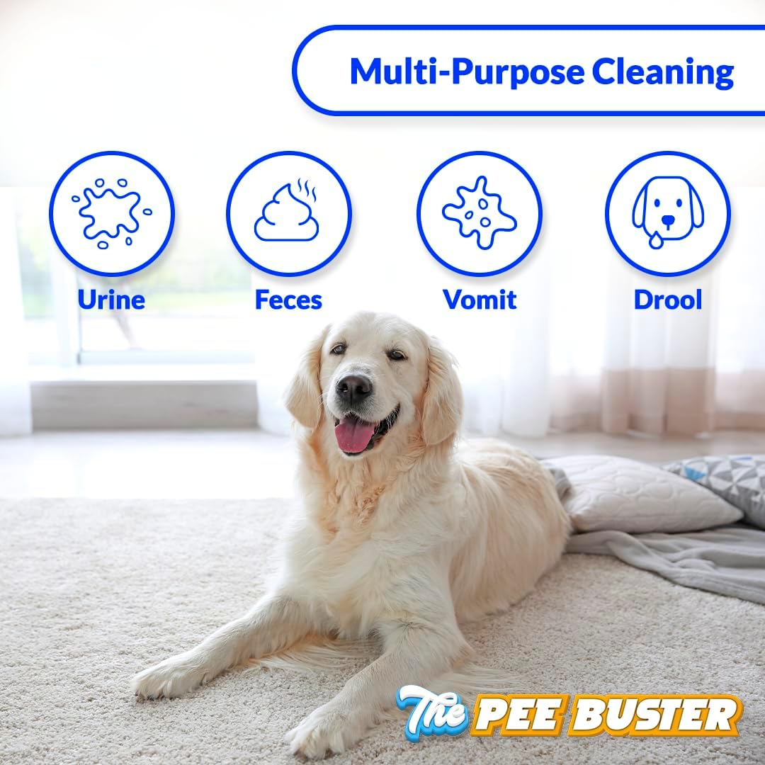The Pee Buster complete starter kit packaging with five refill tablets