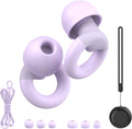 JUSTRVN noise reduction silicone earplugs orchid front view showing circular design