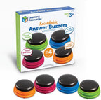Learning Resources recordable answer buzzers front view showcasing four colored buttons