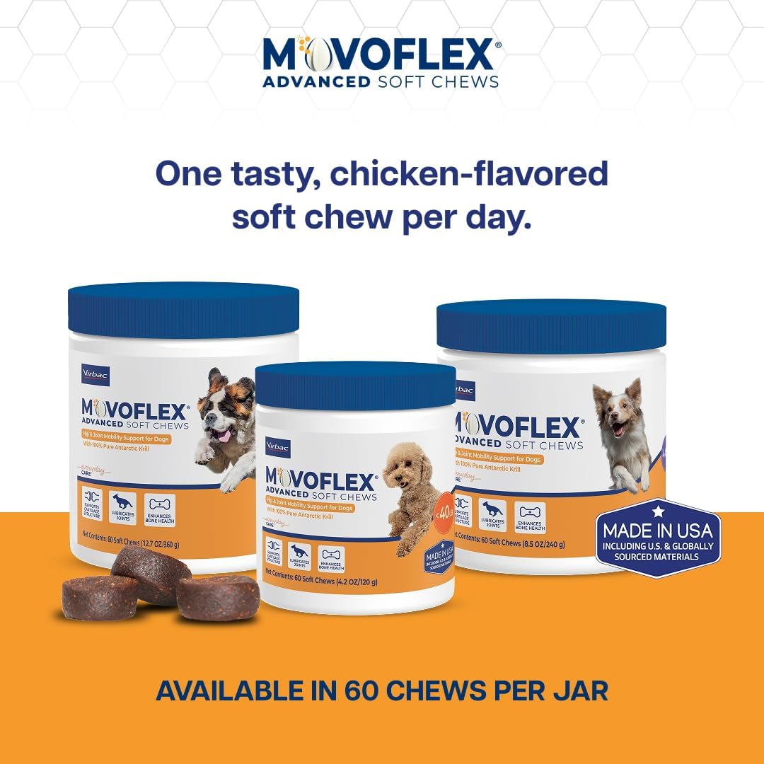 Virbac advanced mobility supplement for medium dogs weighing forty to eighty pounds.