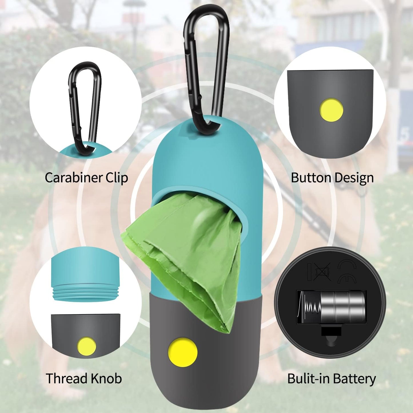 Eliamo nighttime dog walking accessory with glowing integrated LED torch light