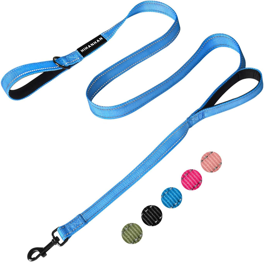 HIHANHAN imported USA premium black puppy leash demonstrating durable anti fraying nylon webbing material weave.