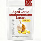 ELARE Aged Garlic Extract 7500mg 300 softgels bottle front view showcasing premium cardiovascular supplement.