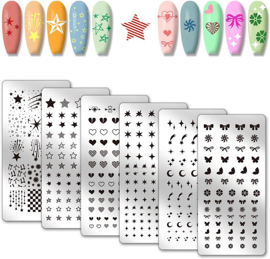 PH PandaHall stars moon pattern nail stamp plate front view showing celestial steel designs
