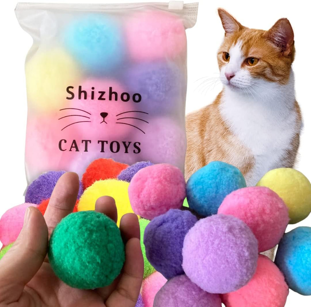 Premium Soft Pom Pom Balls for Kittens - Lightweight, Interactive, Assorted Colors - Plush Toy for Kitten Training and Play - Pet Products for Cats (1.2 Inches 30 Balls) - Image 9