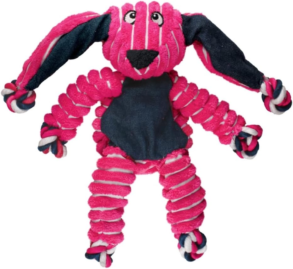 Dog cuddling with KONG Floppy Knots toy