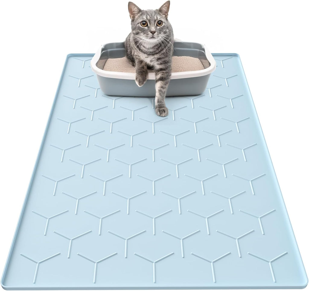 Garoopion Cat Mat for Litter Box, Large 34.05x22.5 inch Cat Litter Mat, Waterproof Silicone Pad for Floor, Gray - Image 12