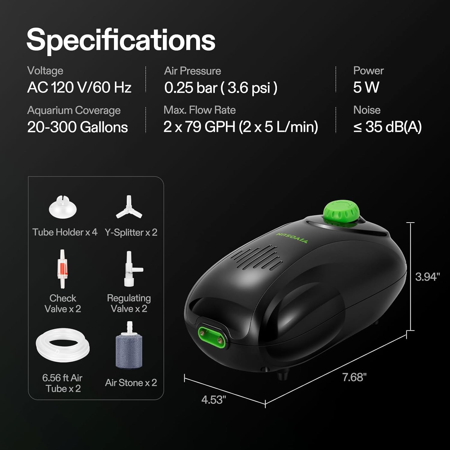 High performance 160 GPH aquarium air pump unit