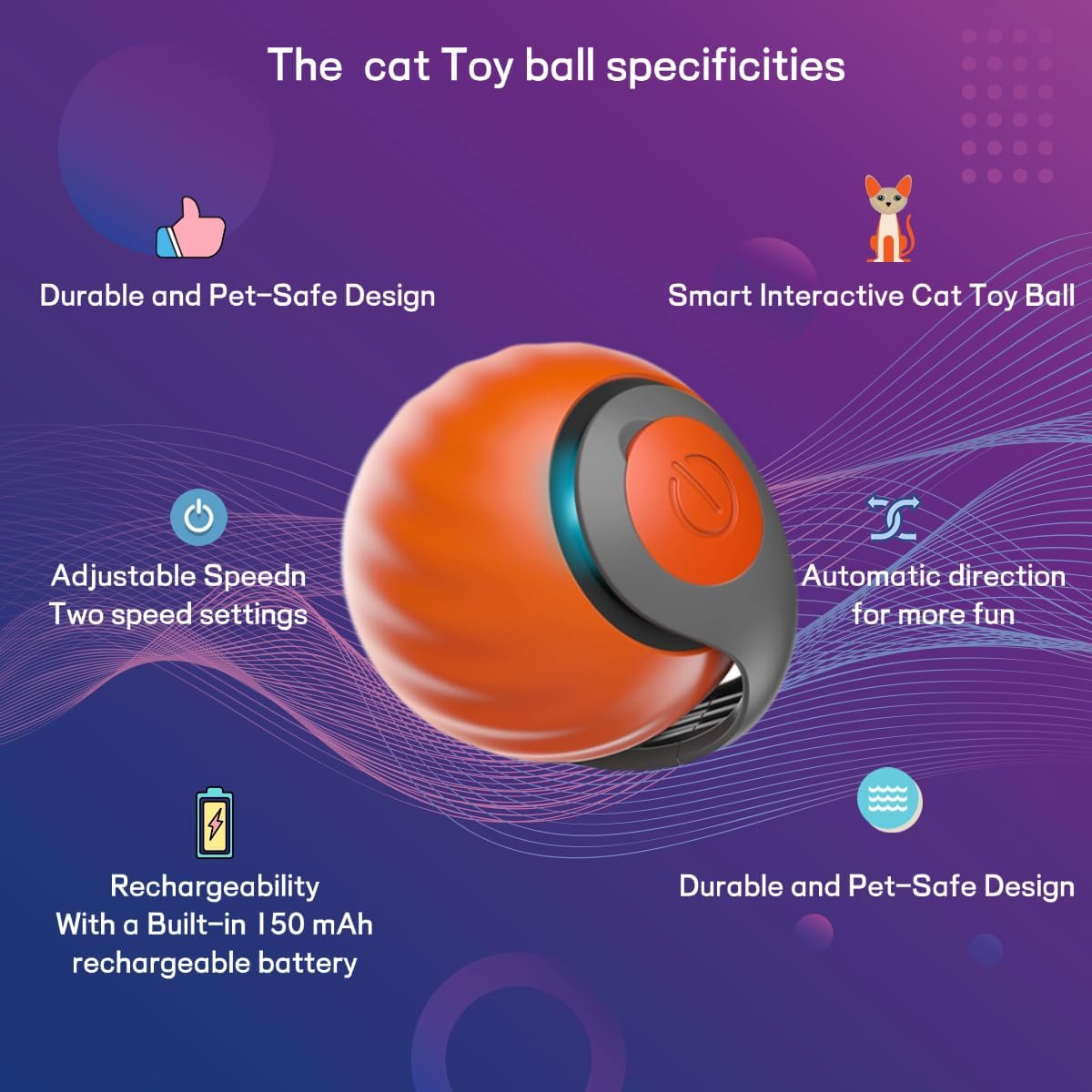 Accessories for 2-pack cat toy balls including interchangeable tails