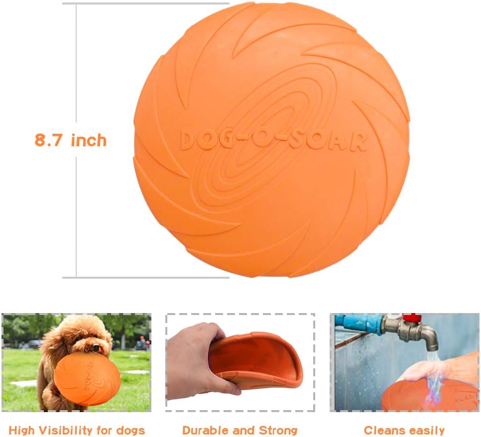 Orange rubber dog frisbee floating on water