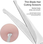 Motanar stainless steel pet shears being used for delicate facial hair trimming