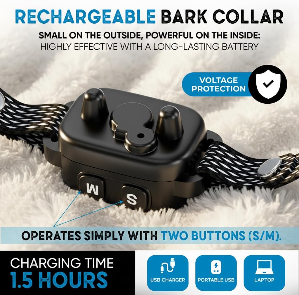 Elecane no-shock bark collar for puppies on white background