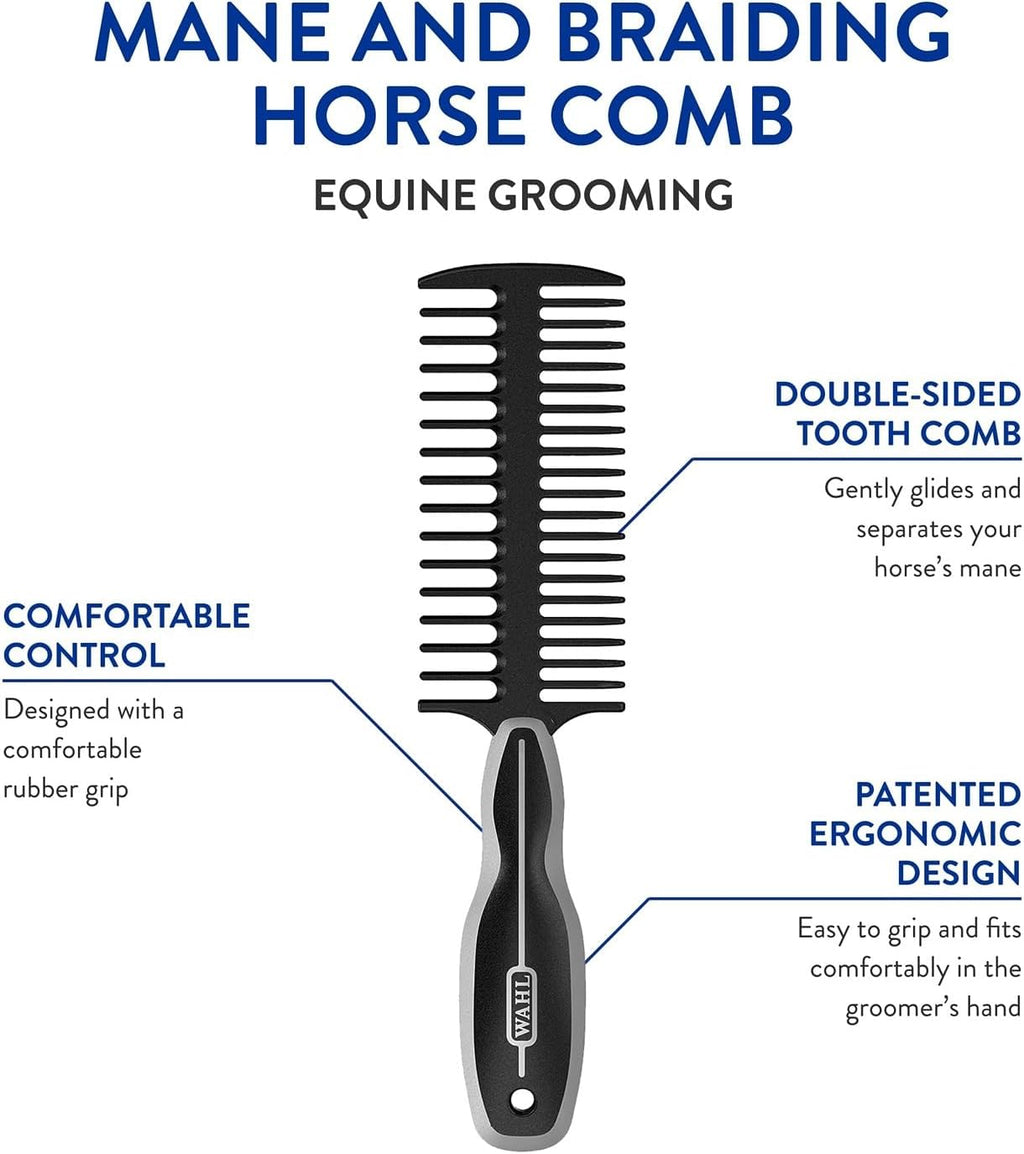 Wahl equine grooming comb ergonomic rubber grip closeup