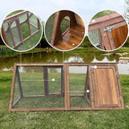 Outdoor Chicken Coop Wooden A-Frame Small Animal Coop Rabbit House Quail Cages with Outdoor Runs & Ventilated Wire Fence Suitable for Garden Backyard Farms 47 x 18 x 19.5 in (Brown) - Image 3