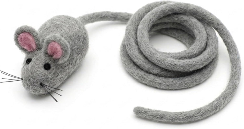 Glaciart One Felt Mouse Cat Toy - Soft Fuzzy Enrichment 100% Natural Wool - Interactive Catnip Play Cat Toy Set - Safe for Pets, Non-AZO Colored Dyes - 100" Long - Image 10