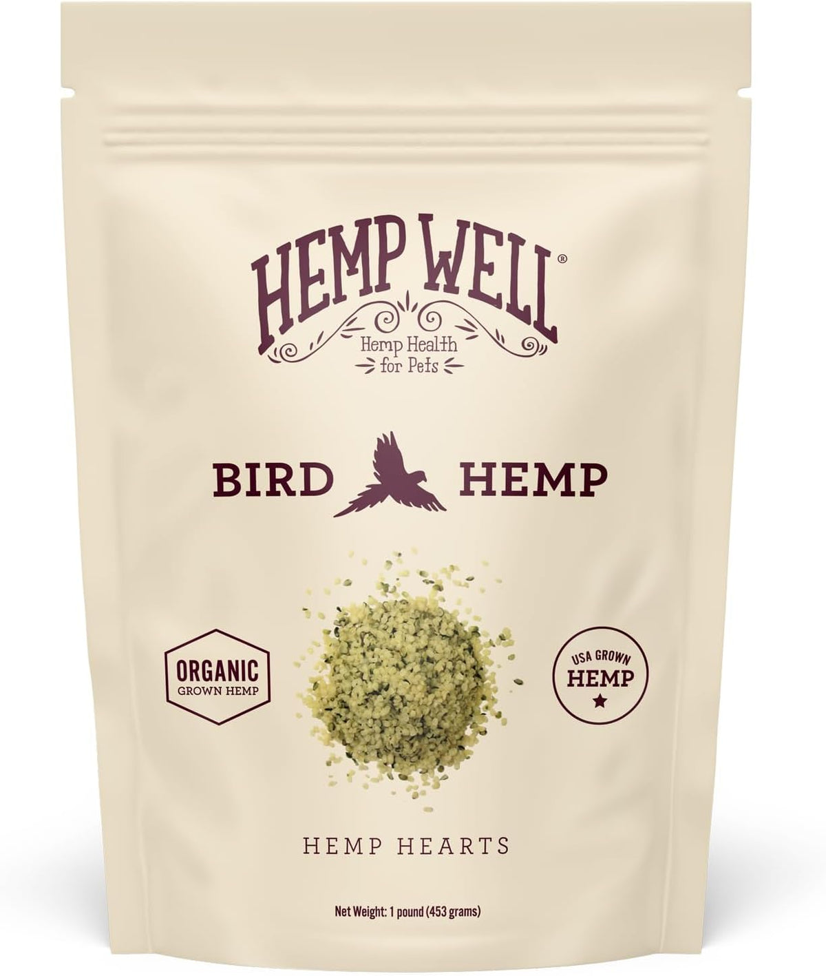 Hemp Well organic hemp hearts for birds lifestyle display