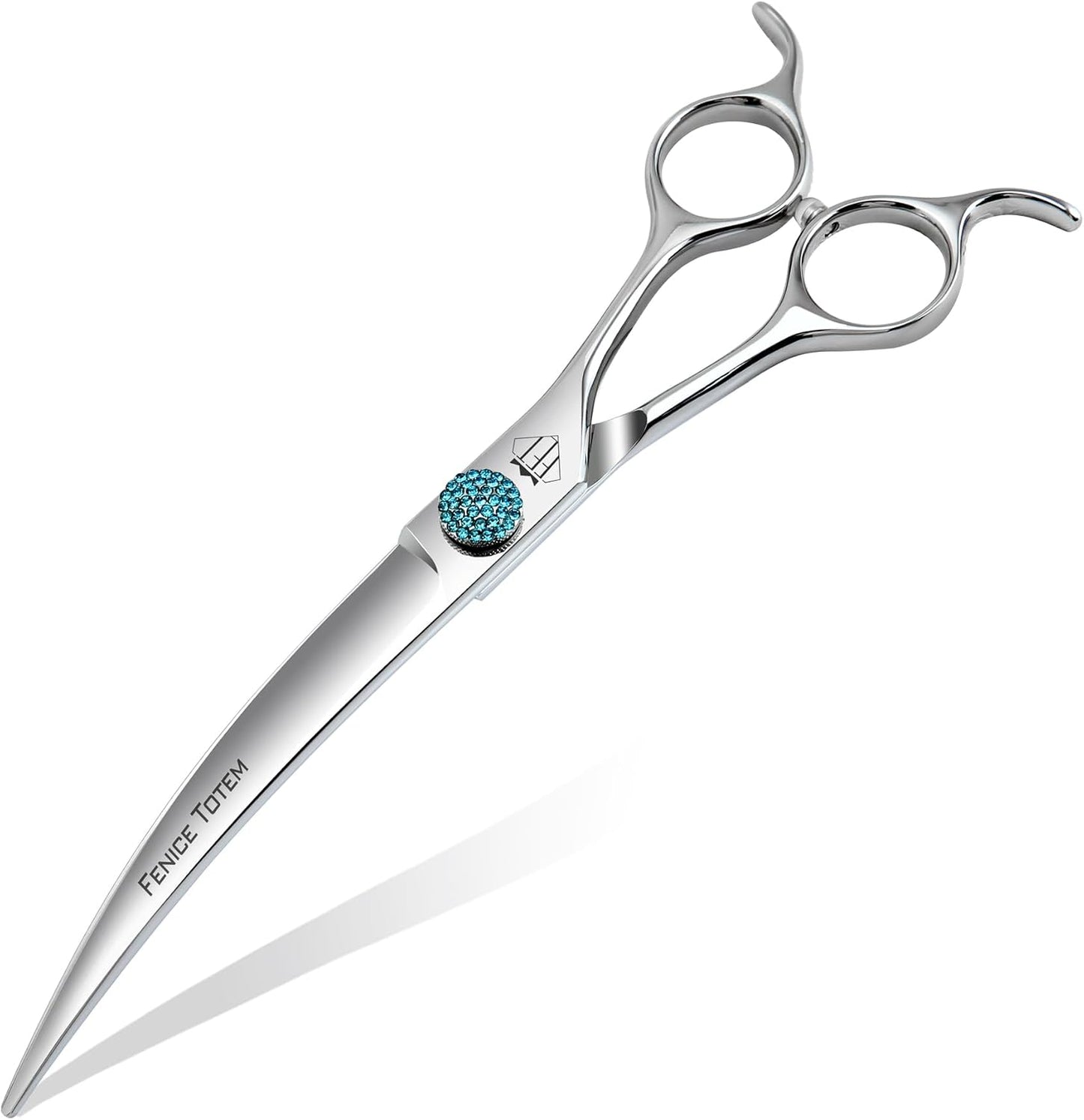 Fenice Totem heavy curving pet grooming tool showcasing ergonomic handles to reduce hand fatigue.