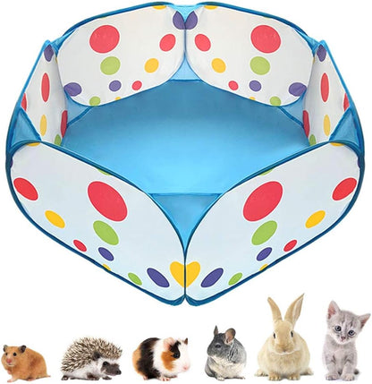 Portable Small Animals Playpen, Outdoor/ Indoor Pop Open Pet Exercise Fence, Guinea Pig Accessories Metal Wire Yard Fence C&C Cage Tent for Rabbits, Hamster, Chinchillas and Hedgehogs (Blue) - Image 1