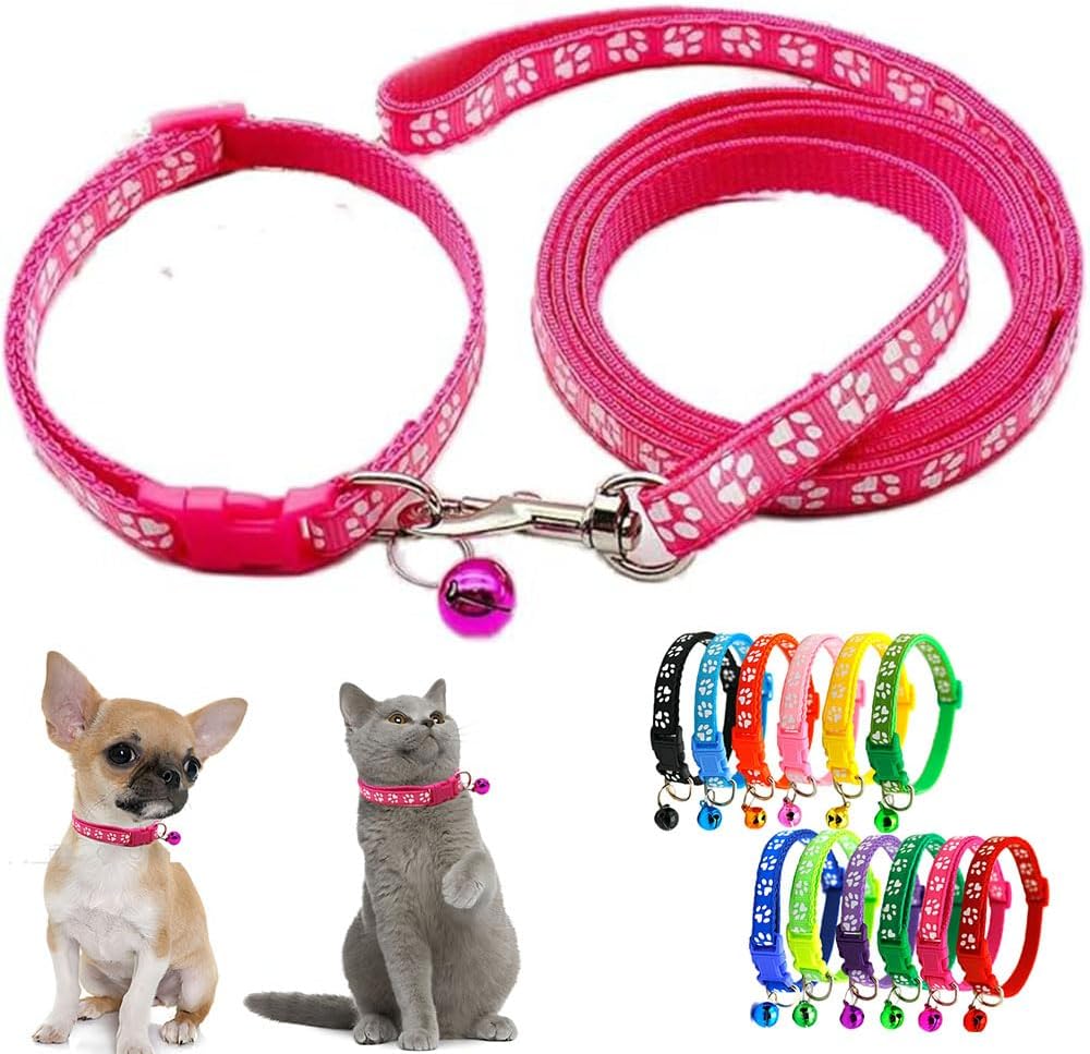 Green xs Dog Collar Leash Set, Puppy Collar Girl Reflectived Paw Print for XXS Xs Small Dog Cat Pet Animal Litter Tiny Kitten Boy Girls - Image 15