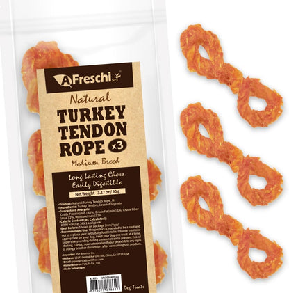 A Freschi srl Turkey Tendons for Dogs, Long-Lasting, Hypoallergenic Rawhide Alternative, Human Grade, Healthy Puppy Chews, Natural Dog Treats for Medium Dogs, Rope (M), 2 Count Pack - Image 15