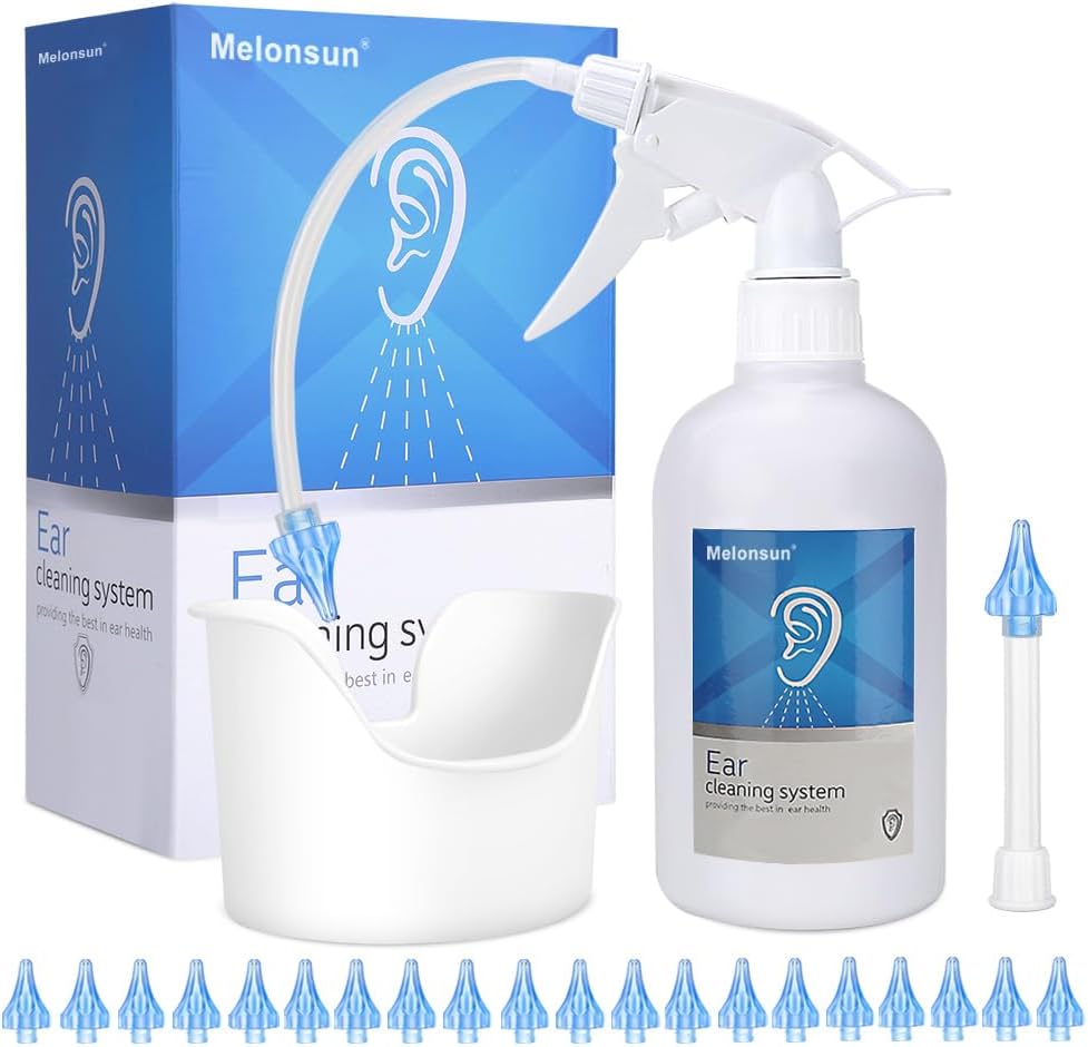 Epoboo Earwax Removal Bottle front view showing 500ml spray system and basin.