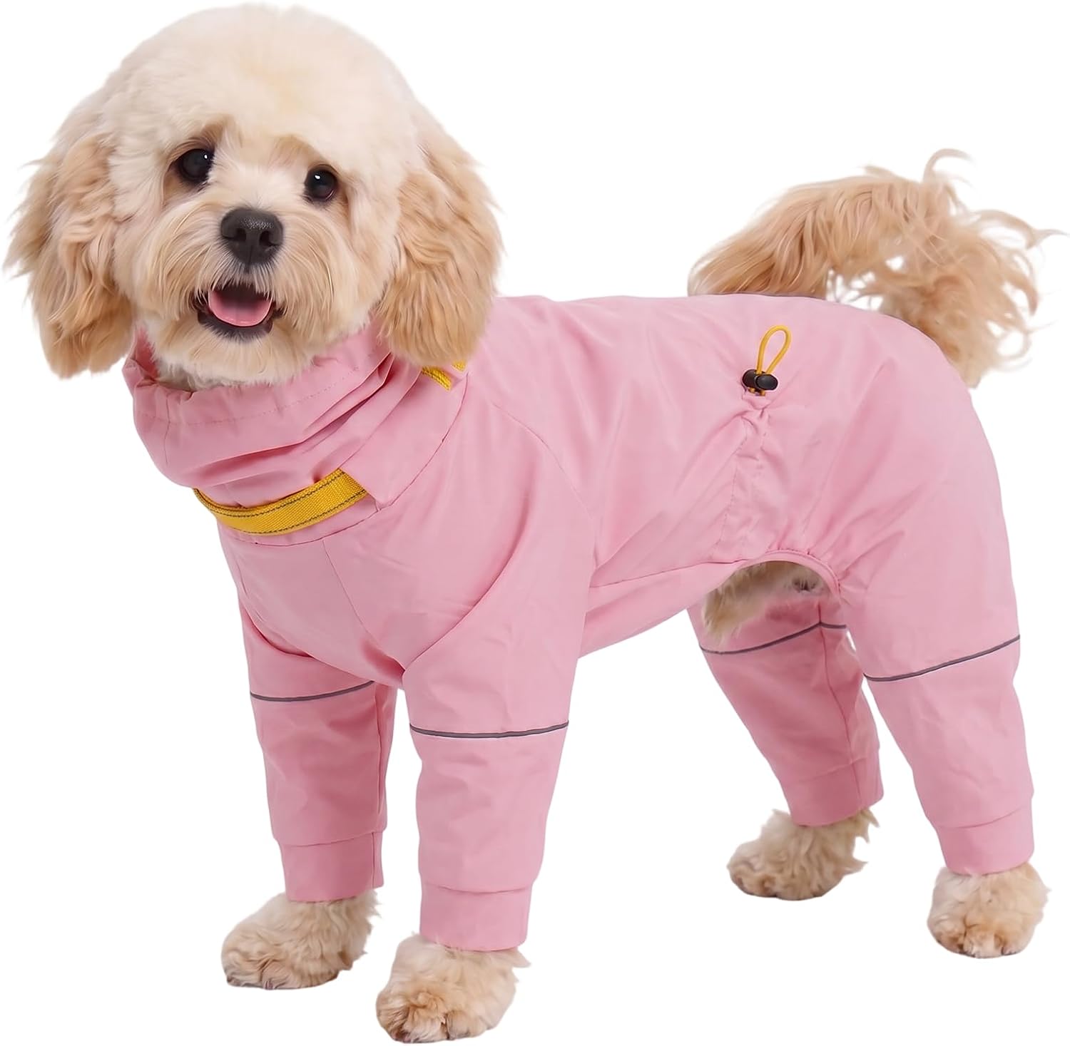Kouser Waterproof Dog Raincoat with Reflective Stripes, Adjustable Dog Rain Jacket with Leash D-Ring, Lightweight Full-Body Coverage Hooded Poncho Rain Coat for Small Medium Large Dogs, Pink XL - Image 11