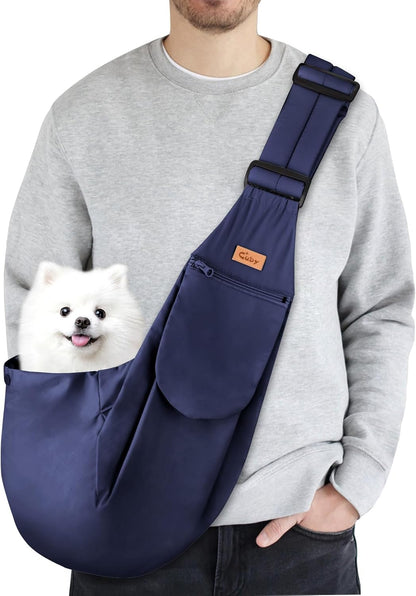 CUBY Dog and Cat Sling Carrier, Hand-Free Dog Carrier Slings with Adjustable Straps Pocker, Puppy Slings Carrier for Small Dogs Cats Outdoor Travel Bag(Black, M-Adjustable Strap) - Image 13
