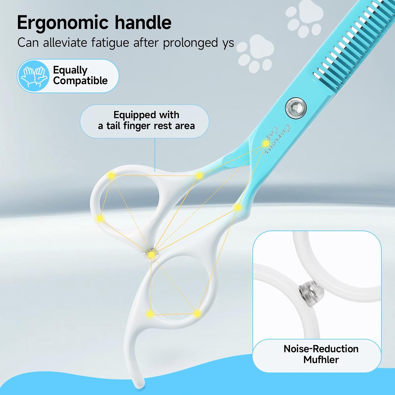 Petfun premium thinning scissors for blending lines on a cat coat.