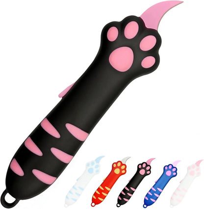 Gaocita Cat Paw Box Cutter in black showing the cute front view handle.