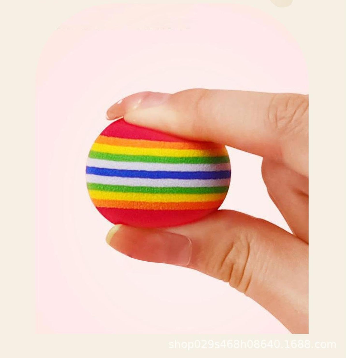 Bepets rainbow EVA foam cat training balls close up