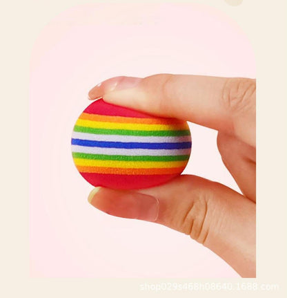 Bepets rainbow EVA foam cat training balls close up