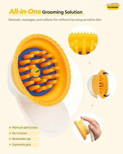 Ergonomic Pethroom palm-grip brush for dogs and cats