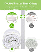 Close-up view of durable green drawstring handles on litter liner