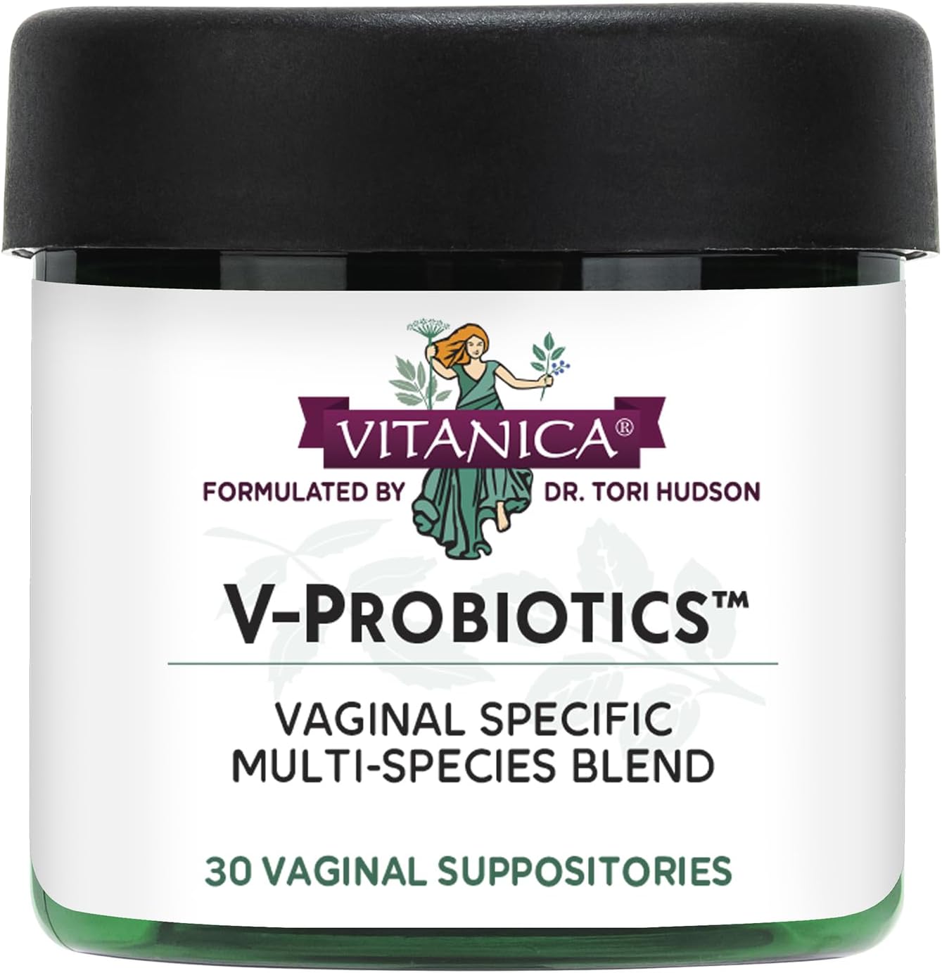 Vitanica V-Probiotics vaginal suppositories front view packaging