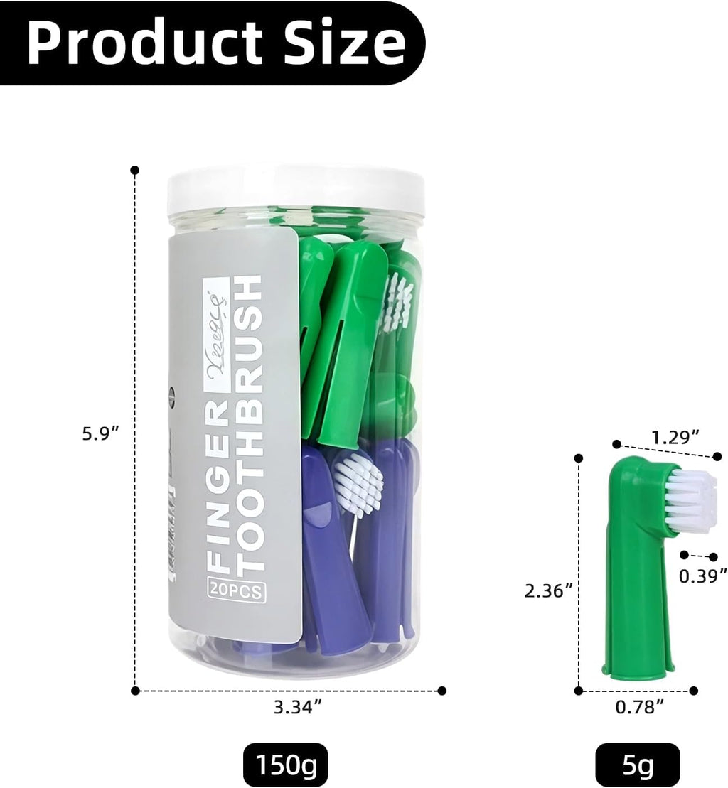 Educational diagram showing use of finger brush on dog gums